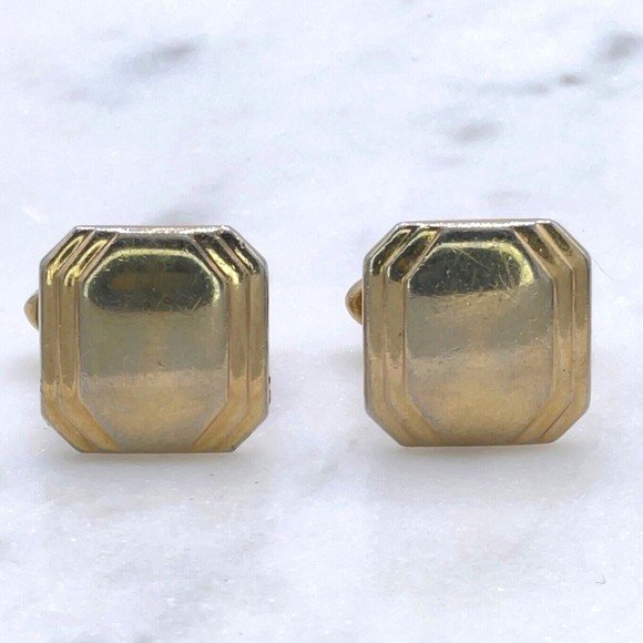 Swank Other - Vintage Mens Swank Gold Tone Square Geometric Bullet Back Small Cufflinks